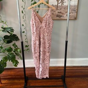 Dress the Population Pink Sequin Slip Midi Dress